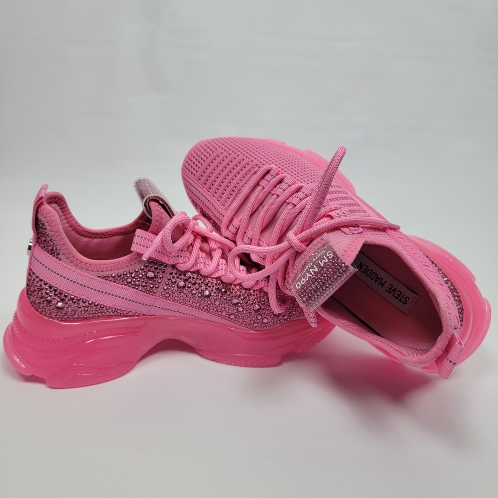 Steve Madden Womens Sneakers Maxima Cot Candy Pick Glitzy Rhinestone Gum Bottom